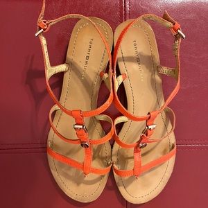 Tommy Hilfiger orange leather sandals